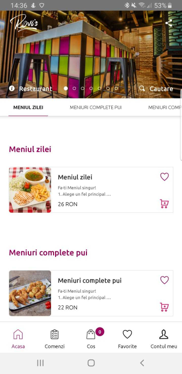 Rovi`s Delivery - Aplicatie Mobile pentru restaurante cu livrare mancare la domiciliu
